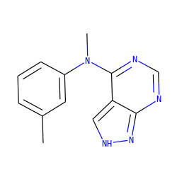 Cc1cccc(N(C)c2ncnc3n[nH]cc23)c1 ZINC000000021995