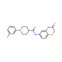 Cc1cccc(N2CCC(C(=O)Nc3ccc4c(c3)NC(=O)CO4)CC2)c1 ZINC000035900479