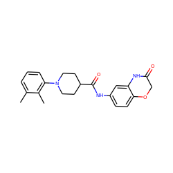 Cc1cccc(N2CCC(C(=O)Nc3ccc4c(c3)NC(=O)CO4)CC2)c1C ZINC000040859833