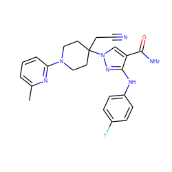 Cc1cccc(N2CCC(CC#N)(n3cc(C(N)=O)c(Nc4ccc(F)cc4)n3)CC2)n1 ZINC000205051145