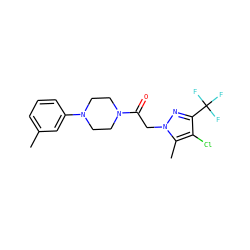 Cc1cccc(N2CCN(C(=O)Cn3nc(C(F)(F)F)c(Cl)c3C)CC2)c1 ZINC000095580764