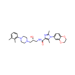 Cc1cccc(N2CCN(C[C@H](O)CNC(=O)c3nc(C)n(-c4ccc5c(c4)OCCO5)c3C)CC2)c1C ZINC000072104801