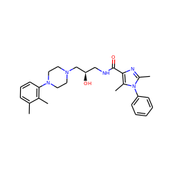 Cc1cccc(N2CCN(C[C@H](O)CNC(=O)c3nc(C)n(-c4ccccc4)c3C)CC2)c1C ZINC000072104822