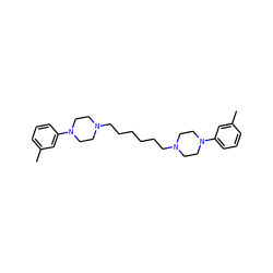Cc1cccc(N2CCN(CCCCCCN3CCN(c4cccc(C)c4)CC3)CC2)c1 ZINC000038216590