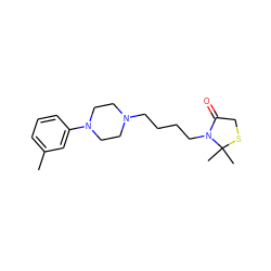 Cc1cccc(N2CCN(CCCCN3C(=O)CSC3(C)C)CC2)c1 ZINC000013759355