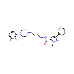 Cc1cccc(N2CCN(CCCCNC(=O)c3cc(-c4ccccc4)[nH]c3C)CC2)c1C ZINC000049033758