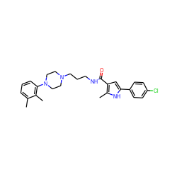 Cc1cccc(N2CCN(CCCNC(=O)c3cc(-c4ccc(Cl)cc4)[nH]c3C)CC2)c1C ZINC000058541506