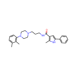 Cc1cccc(N2CCN(CCCNC(=O)c3cc(-c4ccccc4)[nH]c3C)CC2)c1C ZINC000049036291