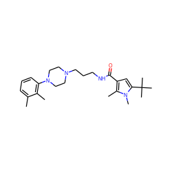 Cc1cccc(N2CCN(CCCNC(=O)c3cc(C(C)(C)C)n(C)c3C)CC2)c1C ZINC000058575984