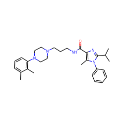 Cc1cccc(N2CCN(CCCNC(=O)c3nc(C(C)C)n(-c4ccccc4)c3C)CC2)c1C ZINC000072104682