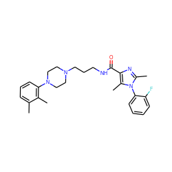 Cc1cccc(N2CCN(CCCNC(=O)c3nc(C)n(-c4ccccc4F)c3C)CC2)c1C ZINC000072105372