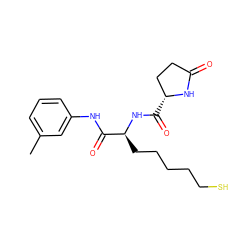 Cc1cccc(NC(=O)[C@H](CCCCCS)NC(=O)[C@@H]2CCC(=O)N2)c1 ZINC000299840918