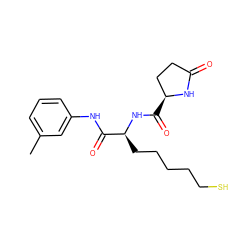 Cc1cccc(NC(=O)[C@H](CCCCCS)NC(=O)[C@H]2CCC(=O)N2)c1 ZINC000299840919