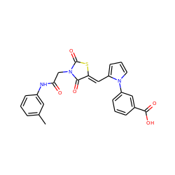 Cc1cccc(NC(=O)CN2C(=O)S/C(=C\c3cccn3-c3cccc(C(=O)O)c3)C2=O)c1 ZINC000008451757