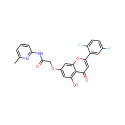 Cc1cccc(NC(=O)COc2cc(O)c3c(=O)cc(-c4cc(F)ccc4F)oc3c2)n1 ZINC000096273541