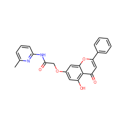 Cc1cccc(NC(=O)COc2cc(O)c3c(=O)cc(-c4ccccc4)oc3c2)n1 ZINC000008991524