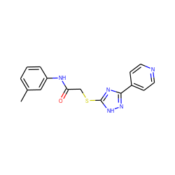 Cc1cccc(NC(=O)CSc2nc(-c3ccncc3)n[nH]2)c1 ZINC000004411628