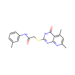 Cc1cccc(NC(=O)CSc2nc3nc(C)cc(C)c3c(=O)[nH]2)c1 ZINC000017886071