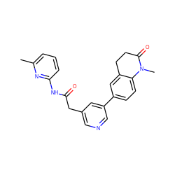 Cc1cccc(NC(=O)Cc2cncc(-c3ccc4c(c3)CCC(=O)N4C)c2)n1 ZINC000221049737