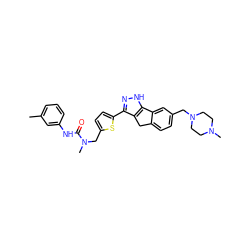 Cc1cccc(NC(=O)N(C)Cc2ccc(-c3n[nH]c4c3Cc3ccc(CN5CCN(C)CC5)cc3-4)s2)c1 ZINC000028642617