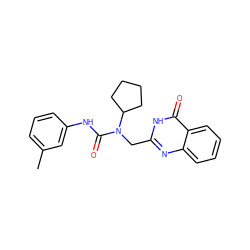 Cc1cccc(NC(=O)N(Cc2nc3ccccc3c(=O)[nH]2)C2CCCC2)c1 ZINC000008577818