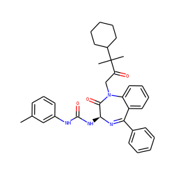 Cc1cccc(NC(=O)N[C@@H]2N=C(c3ccccc3)c3ccccc3N(CC(=O)C(C)(C)C3CCCCC3)C2=O)c1 ZINC000027620114