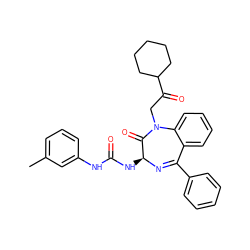 Cc1cccc(NC(=O)N[C@@H]2N=C(c3ccccc3)c3ccccc3N(CC(=O)C3CCCCC3)C2=O)c1 ZINC000001483241