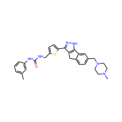 Cc1cccc(NC(=O)NCc2ccc(-c3n[nH]c4c3Cc3ccc(CN5CCN(C)CC5)cc3-4)s2)c1 ZINC000036338819