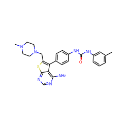 Cc1cccc(NC(=O)Nc2ccc(-c3c(CN4CCN(C)CC4)sc4ncnc(N)c34)cc2)c1 ZINC000022935113