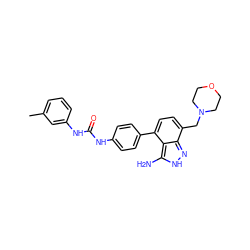 Cc1cccc(NC(=O)Nc2ccc(-c3ccc(CN4CCOCC4)c4n[nH]c(N)c34)cc2)c1 ZINC000028604309