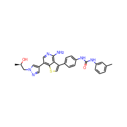 Cc1cccc(NC(=O)Nc2ccc(-c3csc4c(-c5cnn(C[C@@H](C)O)c5)cnc(N)c34)cc2)c1 ZINC000063539839