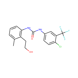 Cc1cccc(NC(=O)Nc2ccc(Cl)c(C(F)(F)F)c2)c1CCO ZINC000084615904