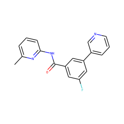 Cc1cccc(NC(=O)c2cc(F)cc(-c3cccnc3)c2)n1 ZINC000040875901