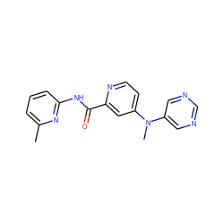 Cc1cccc(NC(=O)c2cc(N(C)c3cncnc3)ccn2)n1 ZINC000167470980