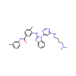 Cc1cccc(NC(=O)c2ccc(C)c(Nc3nc4ccccc4n3-c3cc(NCCCCN(C)C)ncn3)c2)c1 ZINC000049780459