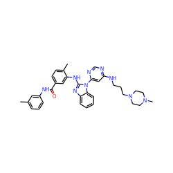 Cc1cccc(NC(=O)c2ccc(C)c(Nc3nc4ccccc4n3-c3cc(NCCCN4CCN(C)CC4)ncn3)c2)c1 ZINC000049777798