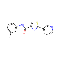 Cc1cccc(NC(=O)c2csc(-c3cccnc3)n2)c1 ZINC000029047727