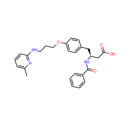 Cc1cccc(NCCCOc2ccc(C[C@@H](CC(=O)O)NC(=O)c3ccccc3)cc2)n1 ZINC000137303707