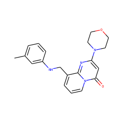 Cc1cccc(NCc2cccn3c(=O)cc(N4CCOCC4)nc23)c1 ZINC000473130940