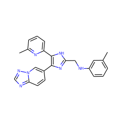 Cc1cccc(NCc2nc(-c3ccc4ncnn4c3)c(-c3cccc(C)n3)[nH]2)c1 ZINC000113391323