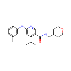 Cc1cccc(Nc2cc(C(C)C)c(C(=O)NCC3CCOCC3)cn2)c1 ZINC000040874682