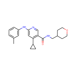 Cc1cccc(Nc2cc(C3CC3)c(C(=O)NCC3CCOCC3)cn2)c1 ZINC000040420208