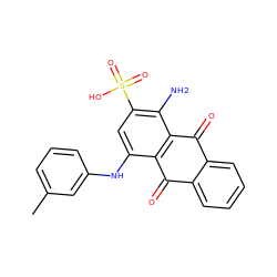 Cc1cccc(Nc2cc(S(=O)(=O)O)c(N)c3c2C(=O)c2ccccc2C3=O)c1 ZINC000029131032