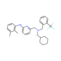 Cc1cccc(Nc2cccc(CN(Cc3ccccc3C(F)(F)F)CC3CCCCC3)n2)c1C ZINC000036159668