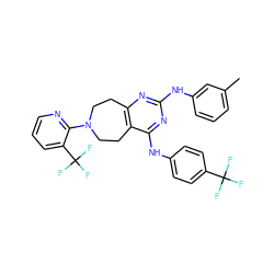 Cc1cccc(Nc2nc3c(c(Nc4ccc(C(F)(F)F)cc4)n2)CCN(c2ncccc2C(F)(F)F)CC3)c1 ZINC000200430419