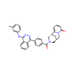 Cc1cccc(Nc2nnc(-c3ccc(C(=O)N4C[C@H]5C[C@H](C4)c4cccc(=O)n4C5)cc3)c3ccccc23)c1 ZINC000002413796