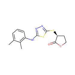 Cc1cccc(Nc2nnc(S[C@H]3CCOC3=O)s2)c1C ZINC000003255734