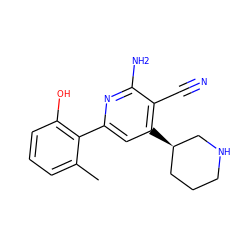 Cc1cccc(O)c1-c1cc([C@@H]2CCCNC2)c(C#N)c(N)n1 ZINC000028347036