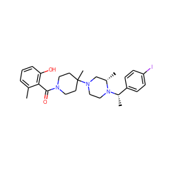 Cc1cccc(O)c1C(=O)N1CCC(C)(N2CCN([C@@H](C)c3ccc(I)cc3)[C@@H](C)C2)CC1 ZINC000026994007