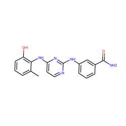 Cc1cccc(O)c1Nc1ccnc(Nc2cccc(C(N)=O)c2)n1 ZINC000028950530